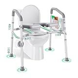 PopWise Raised Toilet Seat with Handles, 500 lb Anti-Wobble Frame, Easy to Install Toilet Seat Risers for Senior, Pregnant, Post-Surgery, Adjustable Height & Width Toilet Seat Riser, Fits Most Toilets