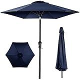 Best Choice Products 10ft Outdoor Patio Umbrella, Outdoor Table Umbrella, Yard Umbrella, Market Umbrella with 8 Sturdy Ribs, Push Button, Tilt and Crank - Navy Blue