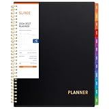 SUNEE Academic Planner 2026-2027 – Weekly & Monthly Planner, July 2026 to June 2027, 8.5"x11", Thick Paper, Tabs, Pockets, Bookmark, Spiral-Bound, Student Teacher Organizer, Black