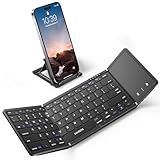 Samsers Foldable Bluetooth Keyboard with Touchpad, Full-Size Wireless Folding Portable Travel Keyboard for iOS Android Windows Mac OS, Support 3 Devices (BT5.1 x 3), Black