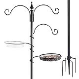 Backyard Expressions Bird Feeding Station Kit - 75" Bird Feeder Pole with 5 Prong Base and Stand for Outdoors - Black