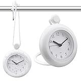 LVOERTUIG Waterproof Bathroom Shower Clock, Silent Dual-Purpose Analog Quartz Clock, White, 4.72 x 5.75 Inches