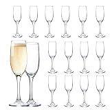 UMEIED Set of 16 Champagne Glasses, Champagne Flutes with Classic Shape, Long stem Sparkling Wine glasses for Wedding, Restaurant, Bar, Wine Toasting, Clear