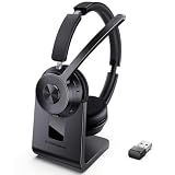 Wireless Headset with Mic for Work, Bluetooth Headset with Noise Cancelling