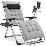 NEWBULIG Zero Gravity Chair, Folding Patio Recliner with Cup Holder Trays