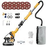 GEVEELIFE Drywall Sander, 880W Popcorn Ceiling Removal Tool, Drywall Sander with Vacuum Dust Collector, 6 Variable Speed 1200-2000RPM, LED Light, Foldable & Extendable Handle, 6 Sanding Discs