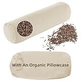 LOFE Buckwheat Pillow - Adjustable Buckwheat neck Pillow(17x6) to Provide Firm Support, Neck Roll Pillows for Side and Back Sleepers, Cylinder Bolster Pillows with Organic Pillowcase