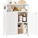 Bathroom Storage Cabinet, Small Floor Cabinet with Adjustable Shelf & Doors