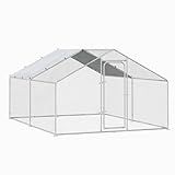 BOSSIN Bold Chicken Coop Run Large Metal Chicken Pen Outdoor, Poultry Cage Spire Shape, Heavy Duty Walkin for Yard with Waterproof and Anti-UV Cover, for Rabbits Habitat
