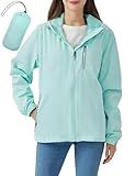 Women's Rain Jacket Waterproof Lightweight Packable Raincoat Outdoor Windbreaker with Hood for Cycling Golf Hiking Travel