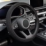 KAFEEK Elastic Stretch Steering Wheel Cover, Universal 15 Inch, Black