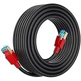 AOPOCKAN TECH Cat 8 Ethernet Cable 50 ft, Heavy Duty High Speed Internet Network Cable 26AWG 40Gbps 2000Mhz, Gold Plated RJ45, Weatherproof Professional LAN Cable Shielded in Wall, Indoor Outdoor