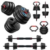 FDS1 Adjustable dumbbell set, 45lbs Free Weights set with upgraded nut, 5 in 1 Weight Set Used as Kettlebells, Barbell, Push up Stand, Fitness Exercise for Home Gym Suitable Men/Women