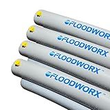 FLOODWORX Reusable Flood Barrier & Water Diverter | No Sand Bags, Reusable Flood Protection | Protects Home, Garage, Driveway & Doorway | Flood Prevention Tool | Fast Setup - 4ft x 6in (4 Pack)