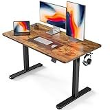 FEZIBO Electric Standing Desk, 48 x 24 Inches Height Adjustable Stand up Desk, Sit Stand Home Office Desk, Computer Workstation, Vintage Brown