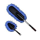 Sylvil 2 PCS Microfiber Car Duster, Scratch Free Auto Exterior Interior Large Dusting Cleaning Brush, Multipurpose Vehicle Dust Cleaner with Extendable Handle, Car Accessories (Blue)