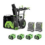 EGO Power+ SNT2406-4 24-Inch 56-Volt Lithium-Ion Cordless Self-Propelled 2-Stage Snow Blower with Peak Power - (4) 10.0Ah Batteries and (2) Turbo Chargers Included