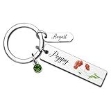 VIESUJI August Birthday Gifts for Women Christmas GiftsPoppy Flower Keychains 12 Months Floral Key Rings Dainty August Birth Flower Birthstone Keychain for Mom Grandma Daughter Friends Coworkers