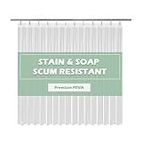 EHZNZIE Clear Shower Curtain Liner Light Weight PEVA, Shower Liner 72x72 Inches, Waterproof, No Chemical Smell with 12 Rust Proof Metal Grommets Holes for Bathroom Shower Curtain