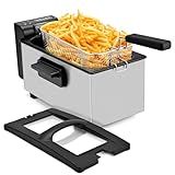 Pukomc Deep Fryer 3 Liter Capacity,1500W Oil Fryer with Adjustable Temperature,Viewing Window,Detachable Frying Basket,Made of Stainless Steel Material and Easy to Clean