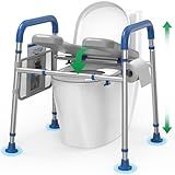 Loyoda Toilet Seat Risers for Seniors, Removable Padded Raised Toilet Seat with Handles, Easy to Clean Adjustable Height Toilet Riser, Handicap Elevated Seat 400lb, Fits Any Toilet