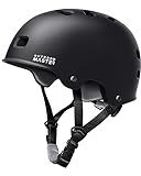 OutdoorMaster Skateboard Cycling Helmet - Two Removable Liners Ventilation Multi-Sport Scooter Roller Skate Inline Skating Rollerblading for Kids, Youth & Adults - L - Black