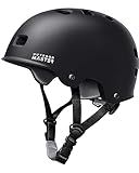 OutdoorMaster Skateboard Cycling Helmet - Two Removable Liners Ventilation Multi-Sport Scooter Roller Skate Inline Skating Rollerblading for Kids, Youth & Adults - L - Black