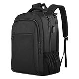 Large Travel Laptop Backpack, Business Anti Theft Slim Sturdy 18 Inch Laptops Bag with USB Charging Port, Waterproof College Computer Bag Gift for Men & Women Fits 18 Inch Notebook, Black