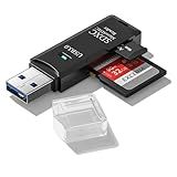 USB3.0 Micro SD Card Reader, 5Gbps 2-in-1 SD Card Reader to USB Adapter, Wansurs Memory Card Reader for SDXC, SDHC, MMC, RS-MMC, Micro SDXC, Micro SD, Micro SDHC and UHS-I Cards (1Pack Black)