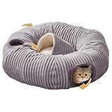 Cat Tunnel Bed for Indoor Cats,Cat Donut Tunnel Toy with Washable Circle Cushion,Blackout Tent, Multifunctional Playground Toys Hideplace for Kitty, Puppy, Rabbit,Ferret