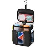 Lifewit Mesh Shower Caddy Bag Portable, Quick Dry Hanging Bathroom Organizer with PVC Phone Bag, College Dorm Room Essentials for Travel, Gym, Camping, Toiletry Tote for Women Men, Medium, Black