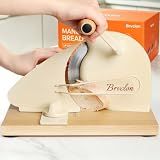 Brvclon Manual Bread Slicer Adjustable Thickness, Hand Crank Bread Slicer for Homemade Sourdough Bread with Scale Line & Suction Cup & Metal Guide,Quality Solid Wood Base
