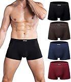 wirarpa Men's Breathable Micro Modal Trunk Underwear Covered Waistband Microfiber Underpants Short Leg Solid Color, Medium