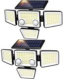 LYWALT Solar Outdoor Lights - 3000LM 188 LED Motion Sensor Outdoor Lights, 4 Heads Security Light,IP65 Waterproof, Easy Install,270°Wide Angle Flood Wall Light with 3 Modes for Backyard Yard (2 Pack)
