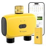 WiFi Sprinkler Timer,TRJZWA WiFi Water Timer for Garden Hose with Brass Inlet,TRJZWA 2-Zone Water Hose Timers Outdoor with Rain Delay Automatic Irrigation System Controller for Garden, Yards and Lawns