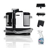 FXiaoy Carpet Cleaner Machine with 1.8L Tank & 12Kpa Suction - Deep Cleaning for Stains, Pet Hair, Cars, Home, Indoor Use, Includes Solution, Low Noise <81dB (Black and White)