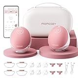 Momcozy Wearable Breast Pump, Hands Free Upgraded Mobile Flow | M9, App Discreet Control with Personalized Multi-Modes & 15 Levels, Wearable Breast Pump 24mm, 2 Pack Cozy Red