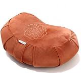 Hihealer Premium Crescent Meditation Cushion, Buckwheat Yoga Bolster Pillow
