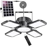 Auzev Solar Shed Light Indoor Outdoor Upgrade 176 LED 4 and 1 Heads Solar Powered Motion Sensor Pandent Daytime Work Lights with 4 Modes Remote Control Security lamp for Garage Gazebo Barn