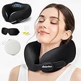 Owlprince Travel Neck Pillow for Airplane, Neck Travel Pillow, Upgraded Soft 100% Pure Memory Foam - Lightweight and Stowable - Ergonomic Design for Long Flights, Car, Train, Office Use