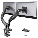 HUANUO Dual Monitor Stand - Full Adjustable Monitor Desk Mount Swivel Vesa Bracket with C Clamp, Grommet Mounting Base for 13 to 32 Inch Computer Screens - Each Arm Holds 4.4 to 19.8lbs -Grey