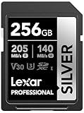 Lexar 256GB Professional Silver SD Card, UHS-I, C10, U3, V30, 4K, Up to 205/140 MB/s SDXC Memory Card, for Professional Photographer, Videographer, Enthusiast (LSDSILV256G-BNNNU)
