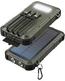 Uukto Power-Bank-Solar-Charger 45800mAh Fast Charging with 3 Built-in Cables LED Flashlight Portable External Battery Pack Compatible with All Smartphone, Tablet, Drone, Camera, etc.