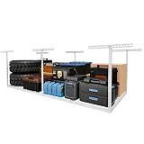 FLEXIMOUNTS 4x8 Overhead Garage Ceiling Storage Rack Organization, White