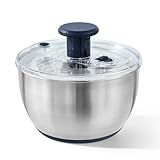CAROTE 6.4 Qt Stainless Steel Salad Spinner, Large Lettuce Spinner Vegetable Fruit Washer, Vegetable Cleaner Salad Cleaner Lettuce Washer, Non-Slip Base, Multifunctional for Salad, Fruits