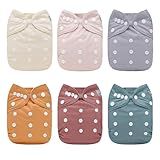 ALVABABY Baby Cloth Diaper 6 Pack with 12 Inserts One Size Cloth Diaper Covers Adjustable Washable Reusable for Baby Girls and Boys 6BM109