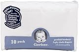 Gerber Unisex Baby Boys Girls Birdseye Prefold Cloth Diapers Multipack White Premiun 3-Ply 10 Pack