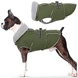Lelepet Warm Dog Coat Reflective Fleece Vest Waterproof Dog Jacket with Adjustable Buckle Hook & Loop Windproof Cold Weather Coats for Small Medium Large Dogs, Army Green, M
