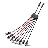 BougeRV Solar Parallel Connectors for 2-4 Solar Panels, Extra Long 2 to 8 Y Branch 10AWG Adapter Splitter Cable Wire Plug PV Tool Kit, Waterproof (MFFFF/FMMMM)