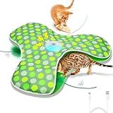 umosis Interactive Cat Toys Rechargeable,Moving Concealed Feathers,Real Mouse Squeaky,Touch Activated Cat Kitten Toy Exercise Toys for Indoor Bored Adult Cats